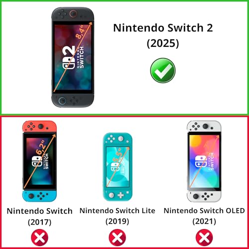 PHONILLICO Hartglas Kompatibel mit Nintendo Switch 2 (2025) [2 Stück] Schutzfolie Panzer Glas Displayschutz