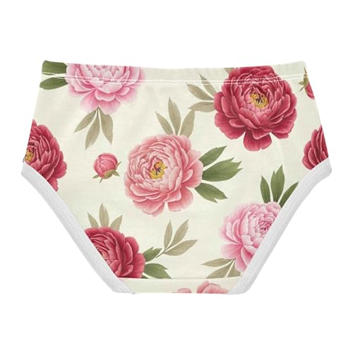 Aesthetic Girls Underwear Toddler 2t Cotton Cute Panties Girl Watercolor Pink Floral Red Flowers Briefs Undies Kids2