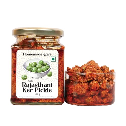 Image of Homemade Love Rajasthani Ker Pickle in Mustard Oil (250g) | Traditional Indian Pickle crafted with Sun dried Ker berries, cold pressed mustard oil, Hing, Fennel and Red Chilli | No Artificial Preservatives | Spicy & Tangy homemade Achar