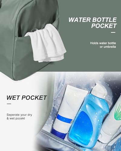 Gym Bag Womens Mens with Shoes Compartment and Wet Pocket Travel Duffel Bag for Women for Plane Sport Gym Tote Bags with Toiletry Bags Waterproof Weekend Overnight Carry on Bag Hospital Holdalls - Thumbnail 6