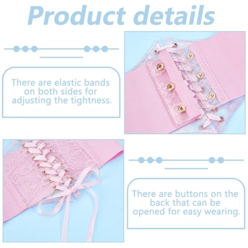 1Pc Women Lace Corset Belts Elegant Wide Waist Bustiers Elastic Cinch Belt Tied Waspie for Women DIY Dresses4