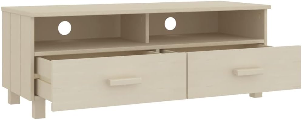 vidaXL HAMAR Honey Brown TV Stand - Solid Pine Wood TV Unit/Console with Drawers & Compartments for Living Room