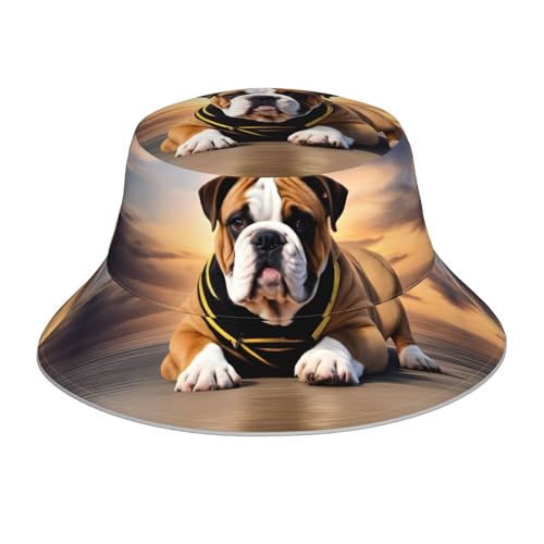 Bob réfléchissant imprimé bulldog anglais chapeau protecteur contre le soleil noir