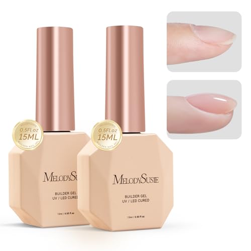 Image of MelodySusie 2PCS 15ML Clear Builder Nail Base Gel for Nails Thickening,Soak Off UV Extension Gel,Rhinestone Nail Glue in a Bottle for Nail Art Design Gift for Women