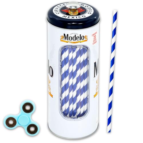 Modelo Kitchen Accessories Set - Bundle with 1 Straw Dispenser with 20 Straws Plus Fidget Spinner | Modelo Straw Holder for Kitchen Decor