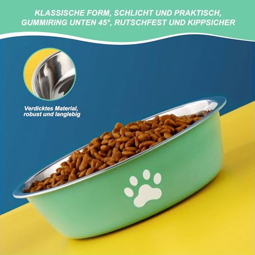 Hundenapf 3 Stück Fressnapf Hund Edelstahl - 860ml Hundenäpfe Rutschfest Wassernapf und Futternapf Hundenapf Rutschfest mitRutschfestem Silikonboden fürKleine Mittelgroße und Große Hunde undKatzen (3)