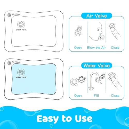 Image of Tummy Time Water Mat for Babies 3-12 Months - Inflatable Baby Water Play Mat with Colorful Sea Animals - Sensory Development Toy for Infants & Toddlers