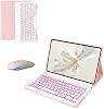Funda con teclado para Honor Pad 9 12.1 pulgadas, teclado inalámbrico Bluetooth desmontable con retroiluminación de 7 colores y mouse para tablet, rosa 2
