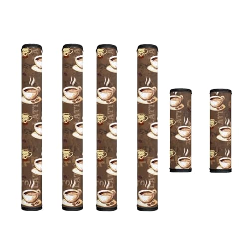 Image of 6 PCS Refrigerator Door Handle Covers Washable Keep Kitchen Appliances Clean from Food Stain, Smudges Fingertips Fridge Oven Home Decorations, Coffee Bean Print Brown