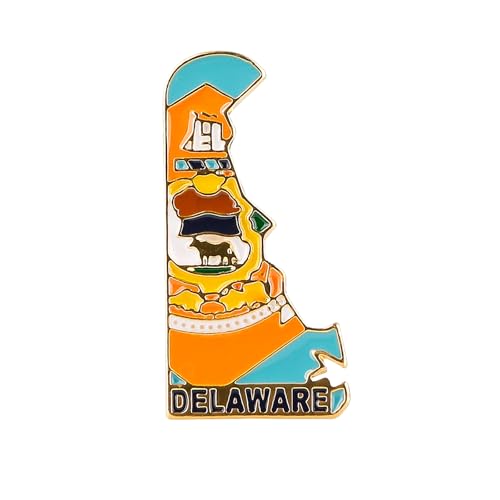 Image of State Shaped Map Lapel Metal Pin Enamel Brooch Keepsake Beautifully Designed for Backpack Hat