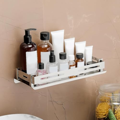 Image of FORTUNE Stainless Steel Wall Mount Bathroom Shelf Multi-Functional Storage Shelf, Bathroom Shelves, Rack Basket Bathroom Accessories Homes, Hotels Decor- Chrome Finish (12 X 5 Inch) (Pack of 3)