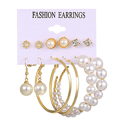 Plated Toned Pearl Earrings Combo Set