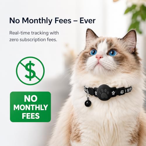 Image of Pet Tracker,GPS Collar for Cats,Smart tag,Waterproof Compatible with Find My,No Monthly Fee,Advanced Tracking Solution Smart Collar for Pet Safety Ideal Small Large Cats(iOS User)