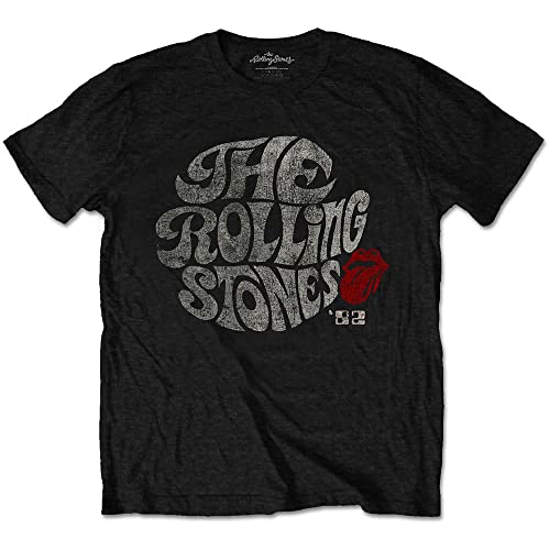 The Rolling Stones Swirl Logo ’82 Officiel T-Shirt Hommes Unisexe - Les Beatles, Paul McCartney, John Lennon, RIngo Starr, George Harrison The Rolling Stones Swirl Logo '82 Officiel T-Shirt Hommes Unisexe