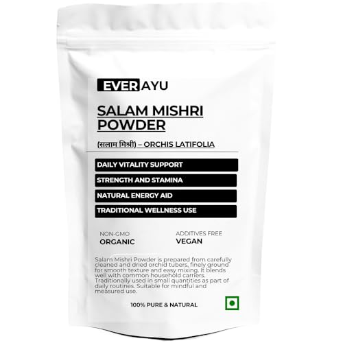 Salam Mishri Powder | Orchis Latifolia | Salep, Salab Misri, Salep Orchid | 100% Pure & Natural | Supports Strength, Stamina, Energy & Wellness | Ayurvedic Herb | 10 Gms |
