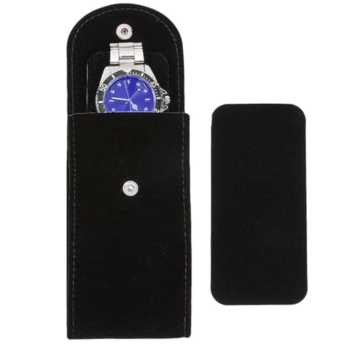 Image of ZORBES Travel Watch Box Wrist Watch Storage Pouch with Double Sided Velvet Liner Anti-Scratch Protective Case Organizer, Travel Watch Holder 7x13x4cm, Compatible with Jewelry Only Box