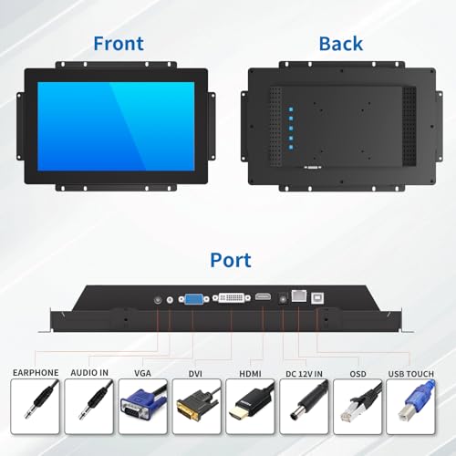 Image of 13.3 Inch Open Frame Touch Monitor, PCAP 10-Point Touch Industrial Touchscreen Monitor, with HDMI /VGA /DVI Interface, Active Matrix TFT LCD,LED Backlight, with VESA Mount