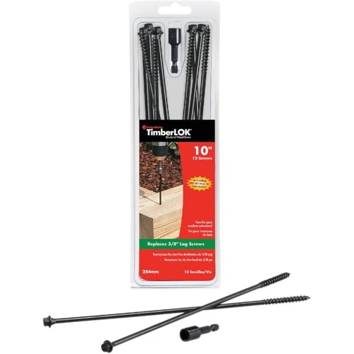 FastenMaster FMTLOK10-12 TimberLOK Tornillo para madera resistente, 10 pulgadas, 12 unidades, negro miniatura 3