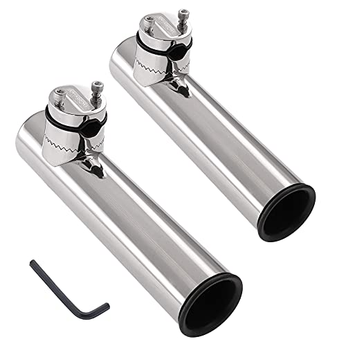 Geloo Lot de 2 Supports de Canne à pêche en Acier Inoxydable 360 Degrés pour Fixation sur Rails 18mm-26mm