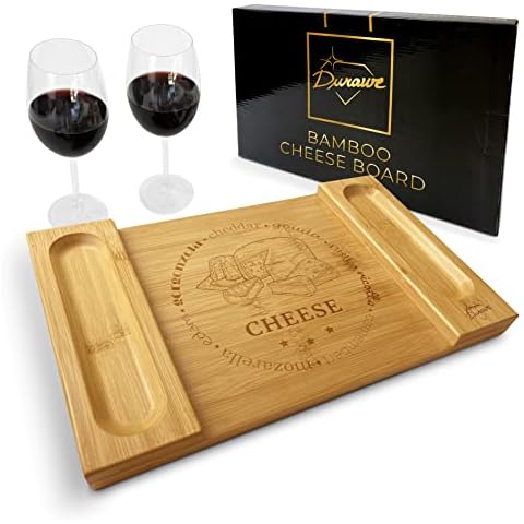 Bamboo Cheese Board Charcuterie Platter & Serving Tray Charcuterie Boards Gift Set Perfect Choice for Gourmets, Birthday Presents, Wedding Gifts, Mothers & Housewarming Gifts Cover