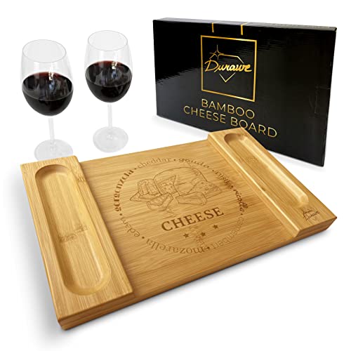 Planche à Fromage en Bambou - Plateau de Charcuterie et Planche de Service à Charcuterie Coffret Cadeau Génial pour les Gourmets, Anniversaire, Mariage, Fête des Mères, Pendaison de Crémaillère Cover