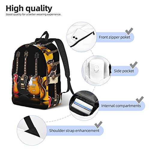 Sac à dos universitaire guitare électrique imprimé ordinateur portable S