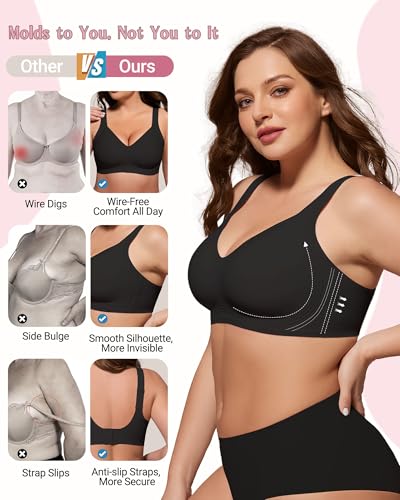 As Fairy Full Coverage Bras for Women No Underwire Supportive Wireless Plus Size Bra Seamless Comfort Bralette - image 4