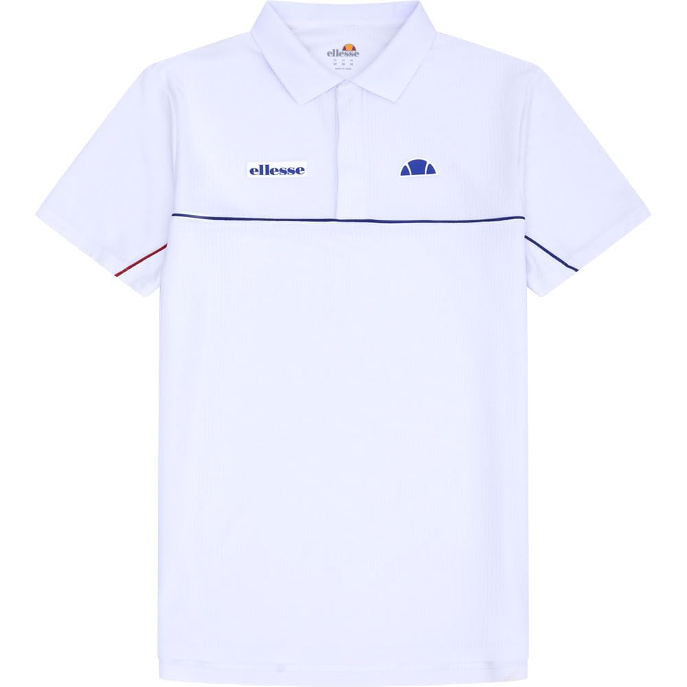 Ellesse Men's White Harbour Short Sleeve Polo Small