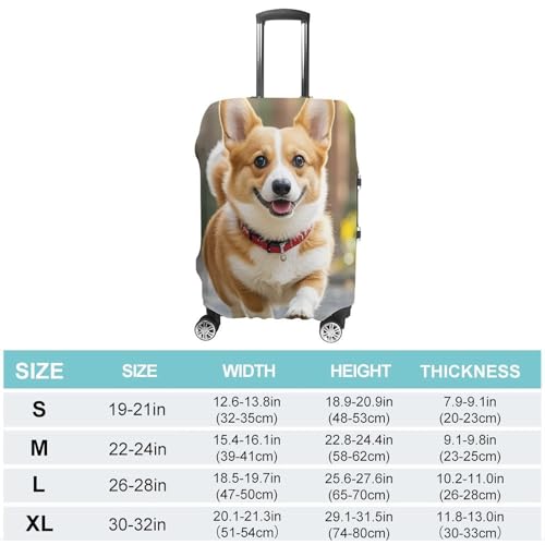 Running Corgi Printed Luggage Cover Protector, Fits 18-32 Inch Luggage2