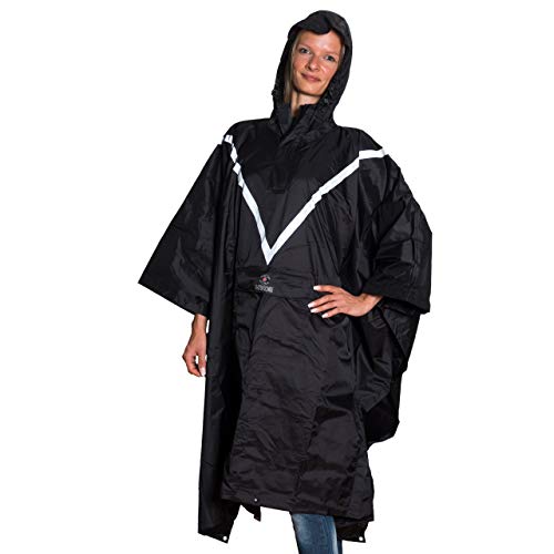 Regenponcho Premium Regencape für Damen und Herren Hochwertiger Rain Poncho aus Nylon und PU Beschichtung inkl. Tragetasche