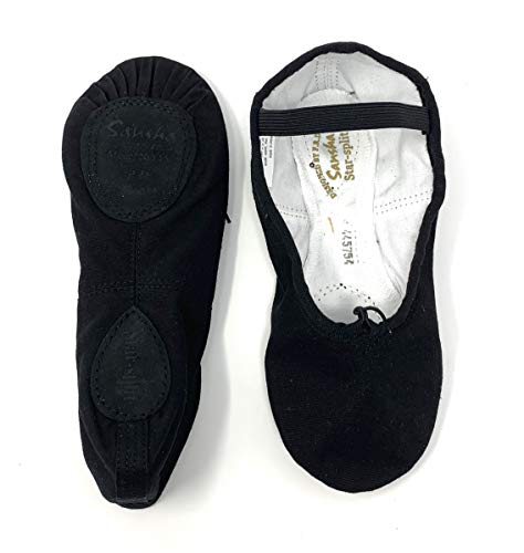 Sansha Unisex-Child 15C Star-Split Black Medium Sizes Children Ballet Flat, OOO M BR Toddler (4.5 US)