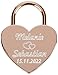 Liebesschloss mit Gravur und Schl&uuml;ssel - Herzschloss Vorh&auml;ngeschloss personalisiert mit Wunschtext - P&auml;rchen Geschenke f&uuml;r Frauen - Jahrestag Geschenk f&uuml;r Sie - Partner Geschenke f&uuml;r Ihn (Ros&eacute; Gold)