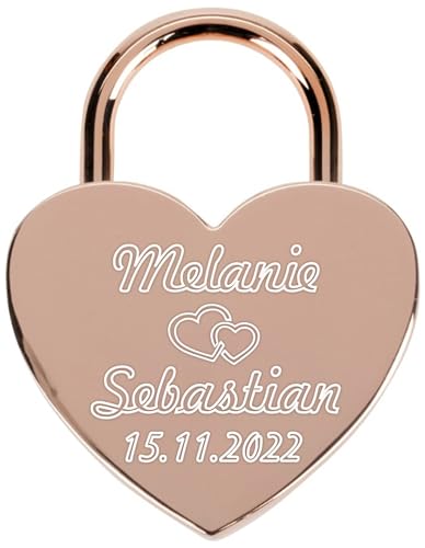 Liebesschloss mit Gravur und Schlüssel - Herzschloss Vorhängeschloss personalisiert mit Wunschtext...