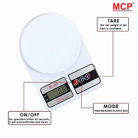 Image of MCP Healthcare Digital Kitchen Weighing Scale Electronic Scale Upto 10kg Capacity