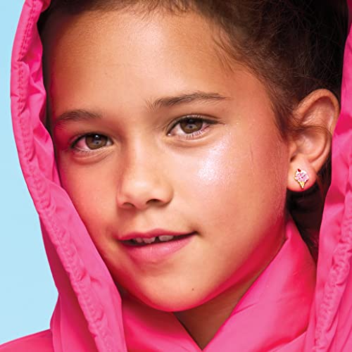 GIRL NATION Cutie Enamel Stud Earrings for Girls Ages 5 and Up, Hypoallergenic Earrings in Ice Cream Dream Design3