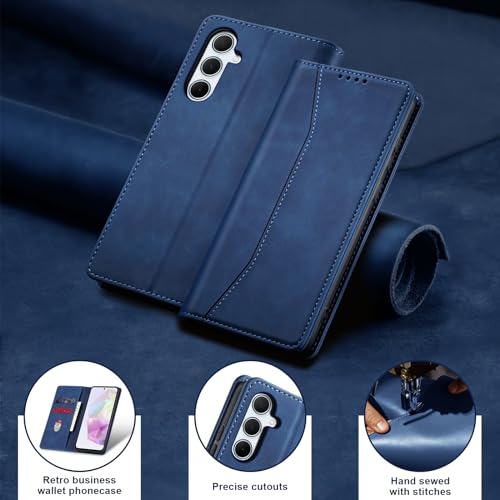 Image of Jasonyu Flip Wallet Case for Samsung Galaxy A35,Blue