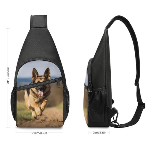 Bolso tipo Sling para hombre y mujer con diseño de pastor alemán miniatura 2
