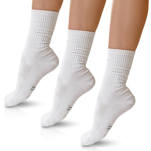 Image of Luxe European Women's Crew Socks, Silky Soft Premium Cotton, Thin & Breathable, Non-Binding, Pack of 3