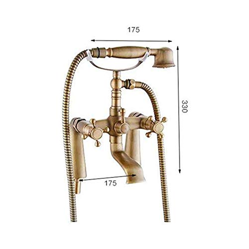 Robinet baignoire bronze antique double commande avec douchette rétro