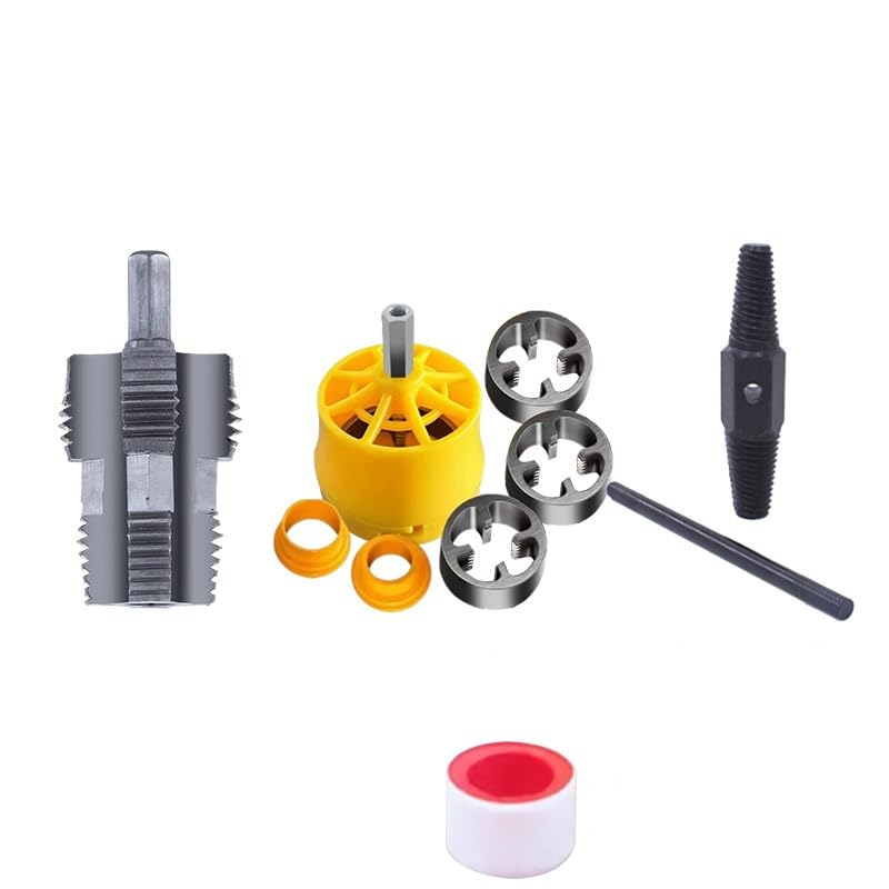 PVC Pipe Threader Kit Pipe Thread Opener, PVC Thread Maker Tool for Electric Drill, with 3 Dies 1/2', 3/4', 1', Reusable Plastic Pipe Round Die for Cutting...