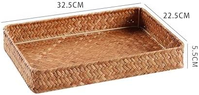 Hasır rattan bambu Dikdörtgen Düz Tepsi Organizer & Çok Amaçlı Mutfak, Makyaj ve Banyo Düzenleyici - Görsel 6