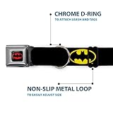 Buckle-Down Hundehalsband mit Schnalle, Batman-Schild, Schwarz/Gelb, 1.5' Wide - Fits 16-23' Neck - Medium, Mehrfarbig
