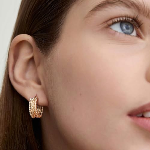 14K Gold Hoop Earrings for Women 14K Gold Chunky Hoop Earrings Chic Hoops Earring Gifts for Women3