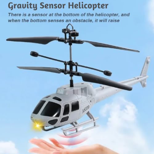 Image of KIDZYMON RC Flying Helicopter with Hand Gravity Sensor, Charging Battery, 3D Light, Safety Sensor, Gravity Sensor, Suitable for Kids Age 4+ Years (Millitary)