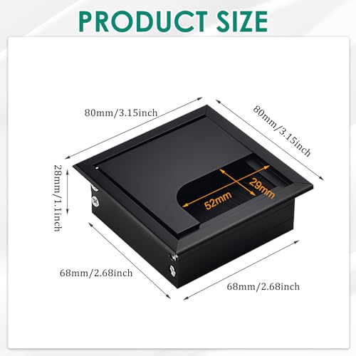 Image of TecoKart Table Wire Hole Cover - 80x80mm Premium Aluminum Grommet with Flip Open Lid and Brush for Desk Management | Perfect Table Hole Cover Cap for Organizing Cables