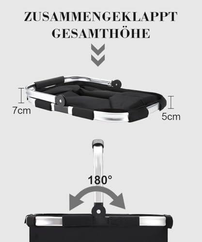 Diurwur® Tragekorb Faltbar Groß Einkaufskorb Picknickkorb mit Gepolsterten Griffen Praktischer Klappkorb Einkaufstasche mit Alurahmen Stabiler Korb 30L - ideal für Reisen/Picknick/Einkaufen/Geschenk