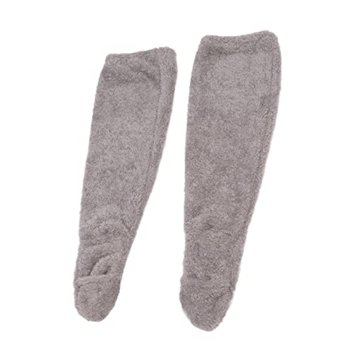 Over Knee Fuzzy Socks, Plush Socks Leg Warmer, Winter Home Sleeping Soft Thick Breathable Plush Stockings Leg Warmer (Grey)2