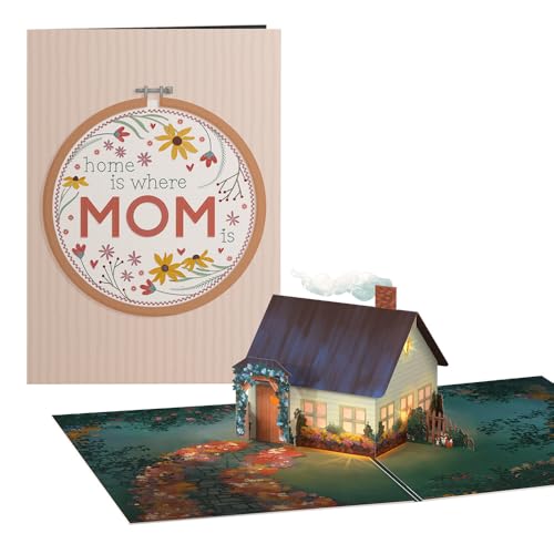 Lovepop Mother's Day Pop-Up Card with LED Lights for Her - 3D Light-Up Greeting Cards for Mom, Wife, Women - Home Is Where Mom Is - 5' x 7' Card - Blank Note Card & Envelope Included