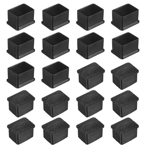 Image of M METERXITY 20-Pack Rectangle Chair Leg Caps, 1.2 x 1.57 (30 x 40mm) PVC Chair Leg Floor Protectors for Chairs /Table /Bed, Furniture Feet Covers Cups Non-Slip End Tips