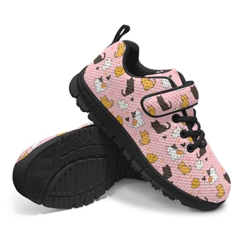 Kids Boys Girls Running Shoes Comfortable Lightweight Slip on Sneakers Athletic Tennis Shoes Cute Cats Pattern4